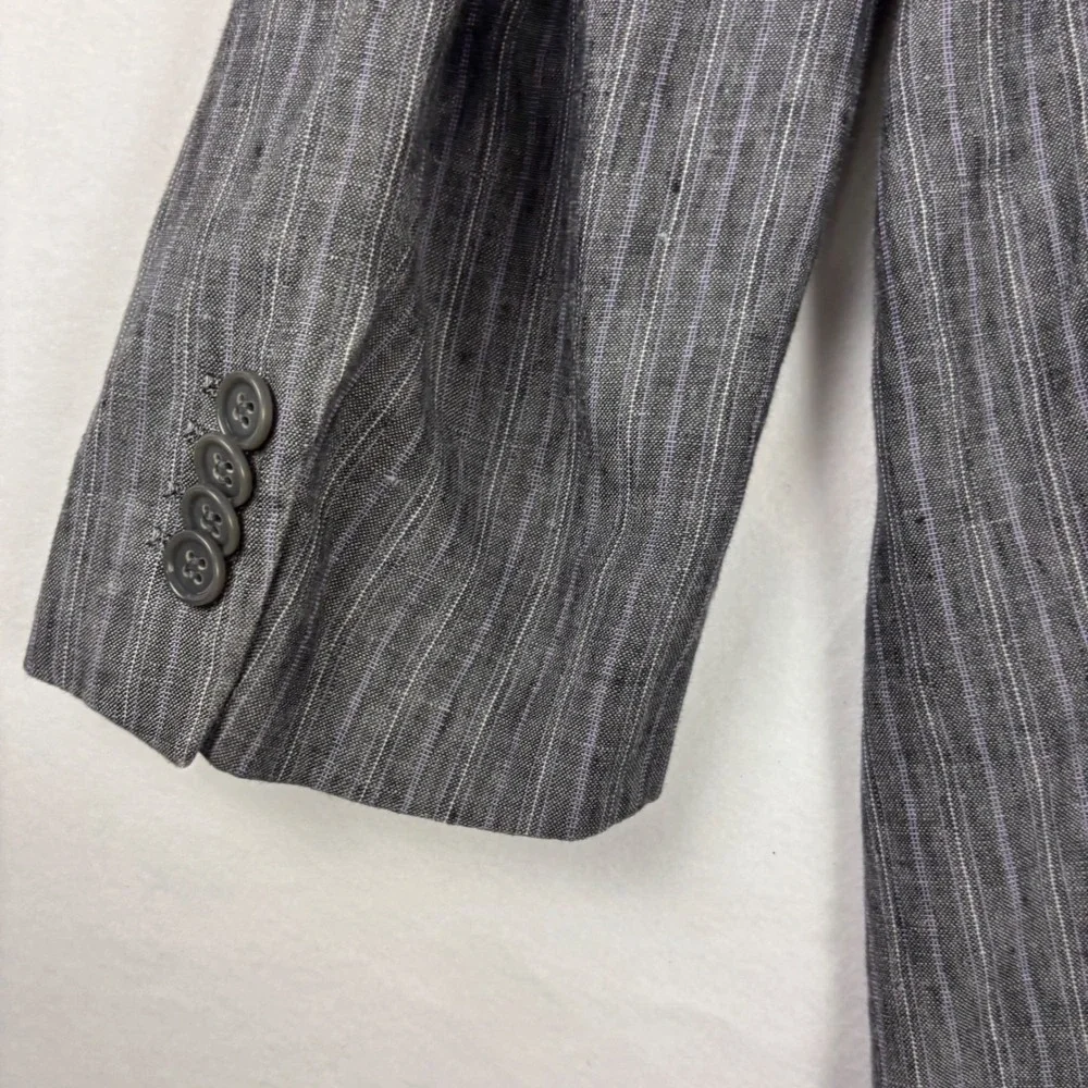 Inserch Collezione Italy Mens 100% Linen Blazer 46R  Gray Pinstripe Sport‎ Coat